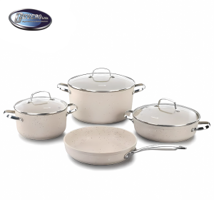 JUEGO DE OLLAS ANTIADHERENTE CERAMICO BEIGE SET 7 PIEZAS