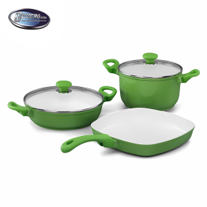 CACEROLA SERAVITA SET DE 5 PZAS VERDE CERAMICA