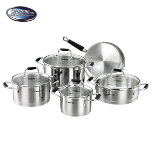 JUEGO DE OLLAS FLORA DE ACERO INOXIDABLE SET DE 9 PIEZAS